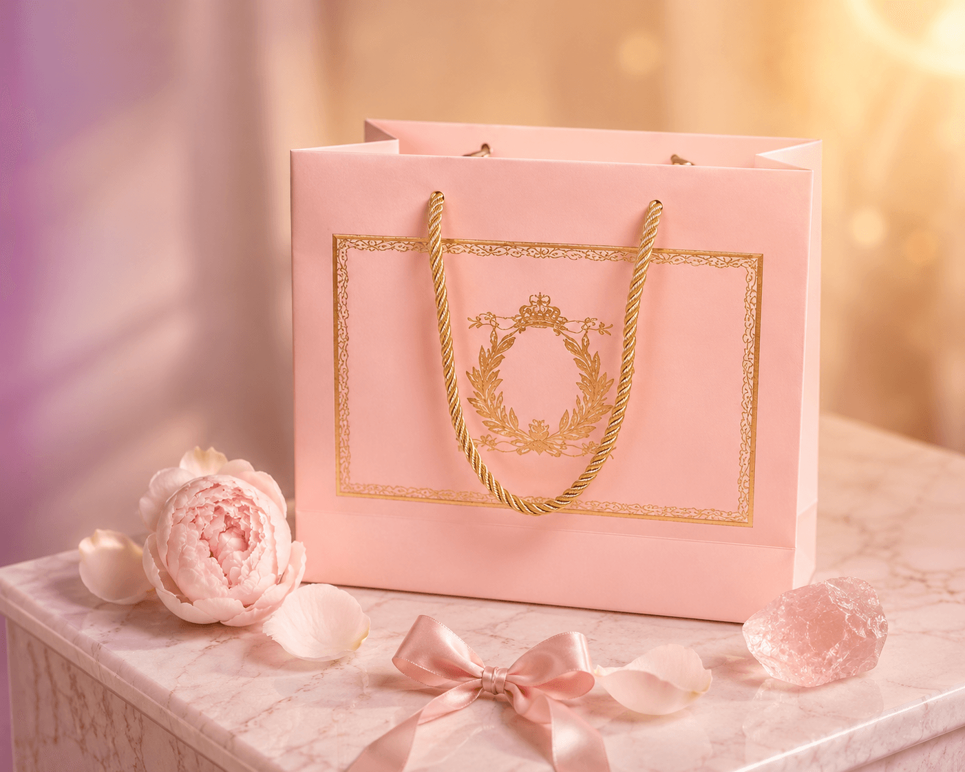 Sirius Ambalaj Pembe Taçlı Defne Çerçeveli Çanta