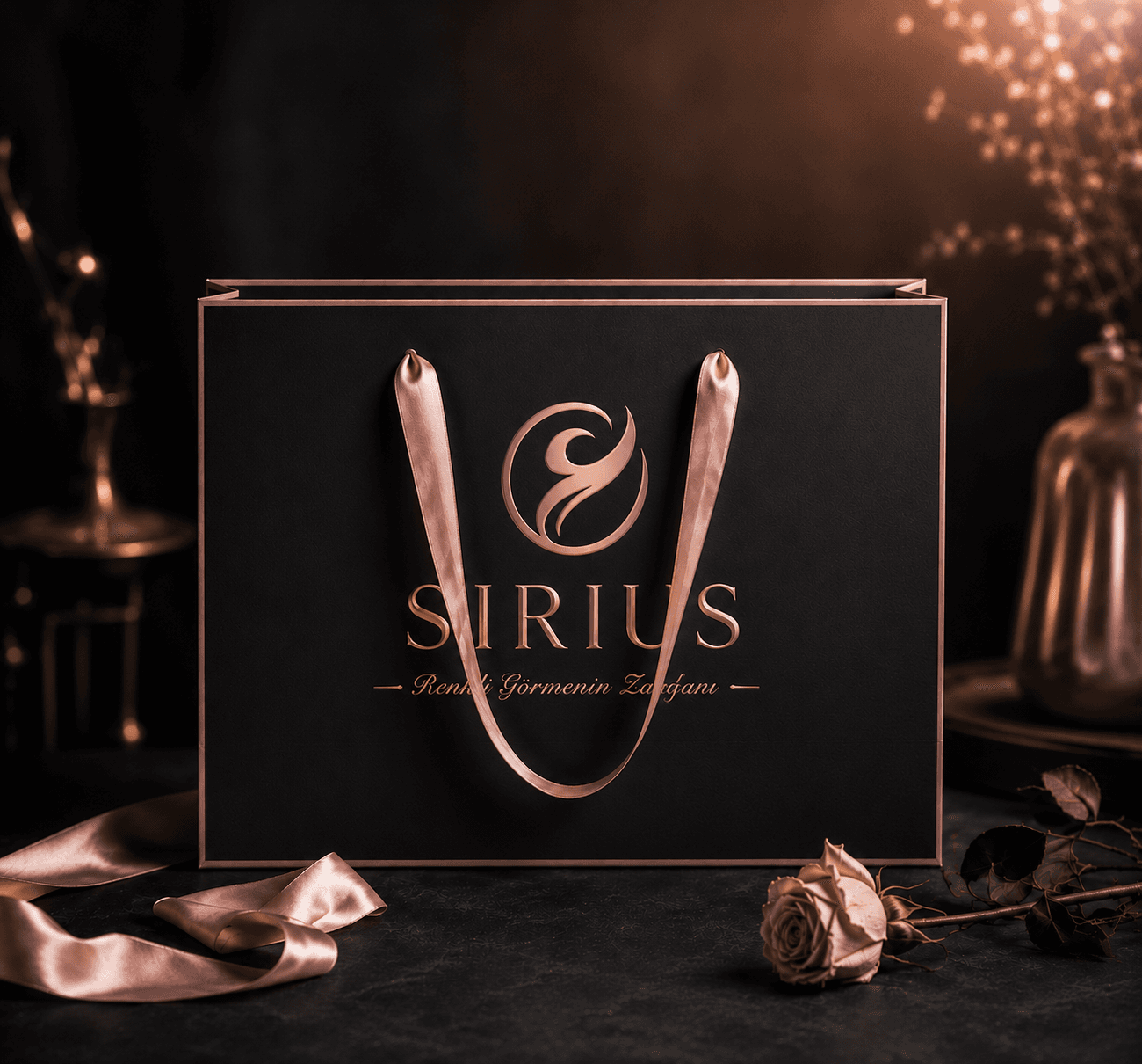 Sirius Ambalaj Siyah Rose Gold Optik Çantası