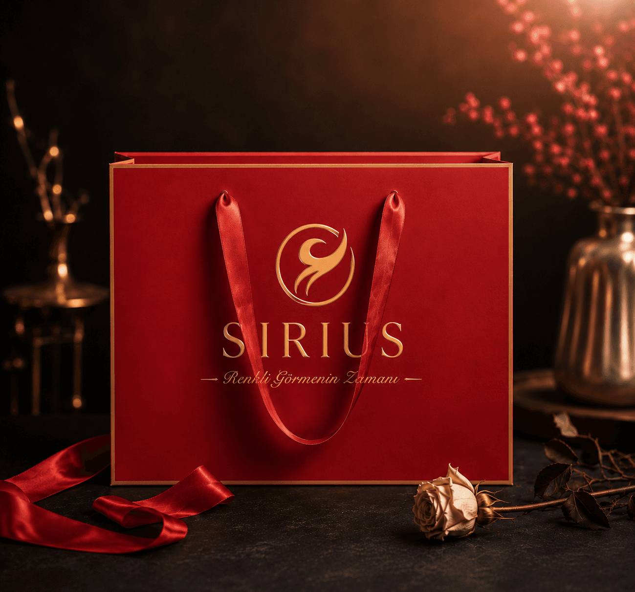 Sirius Ambalaj Kırmızı Gold Optik Çantası