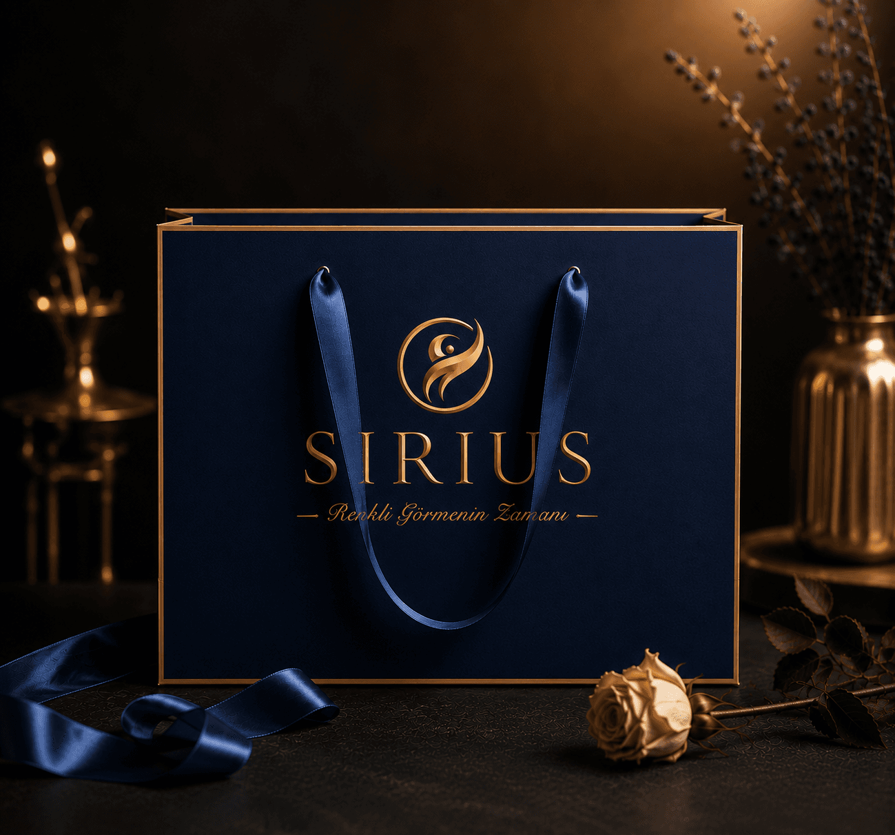 Sirius Ambalaj Lacivert Gold Optik Çantası