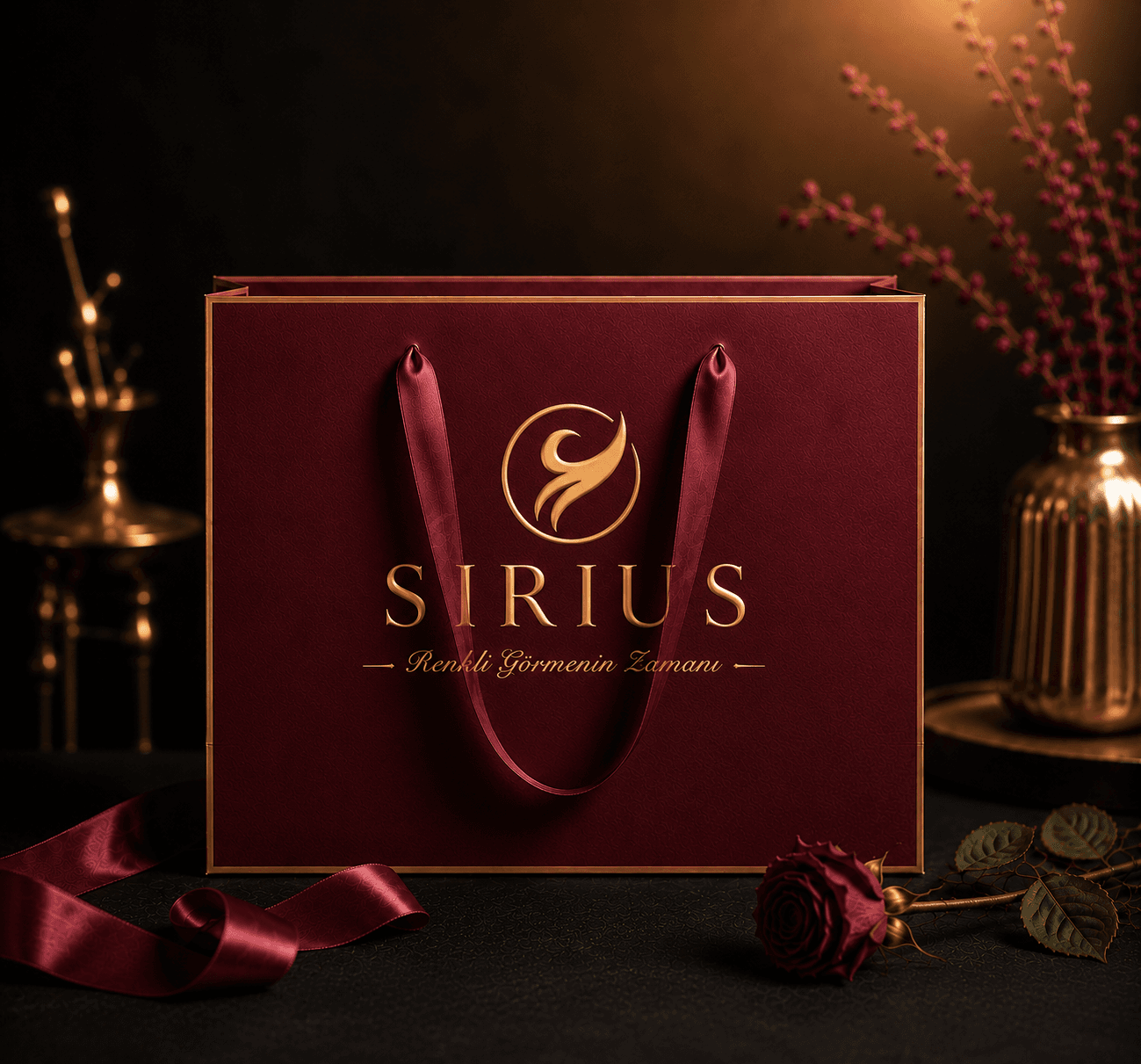 Sirius Ambalaj Bordo Gold Optik Çantası