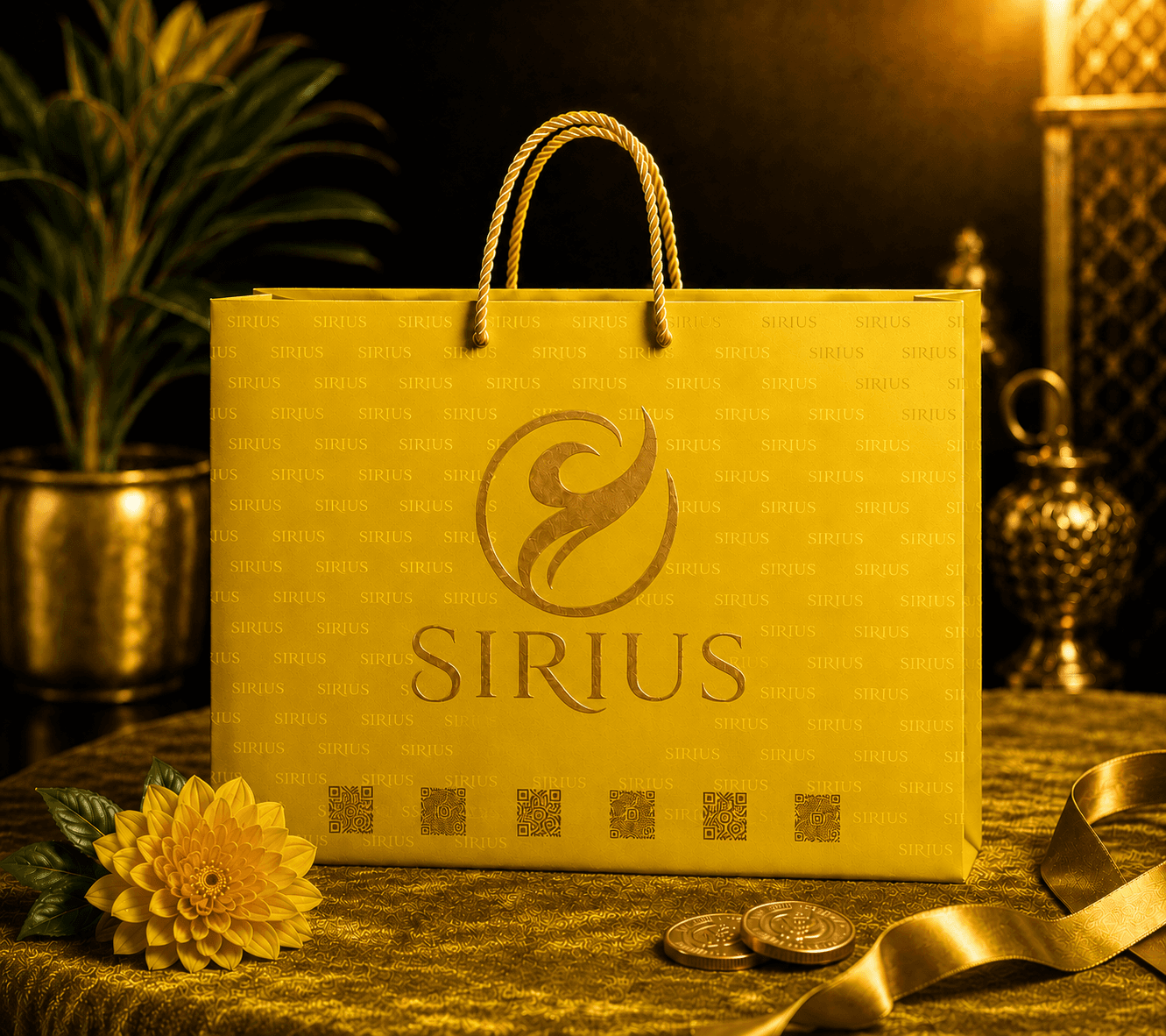 Sirius Ambalaj Sarı QR Kodlu Butik Çantası