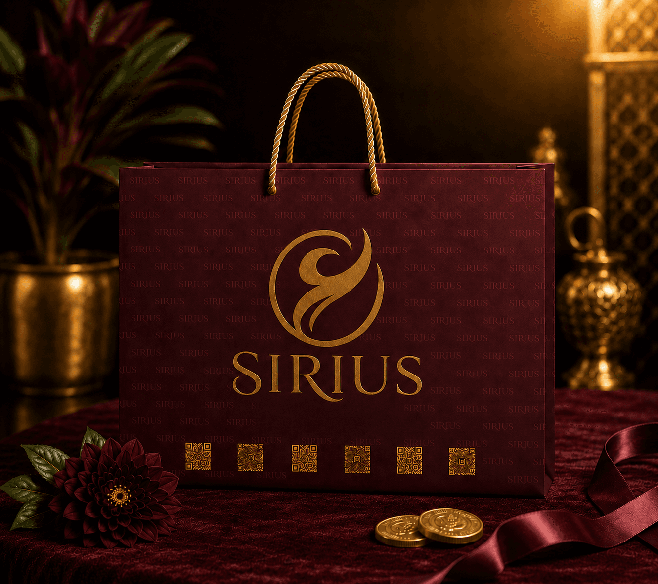 Sirius Ambalaj Bordo QR Kodlu Butik Çantası